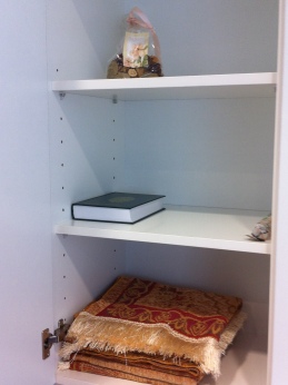 Closet for religious books and religious objects in a ‘silent room’ in a Spanish hospital